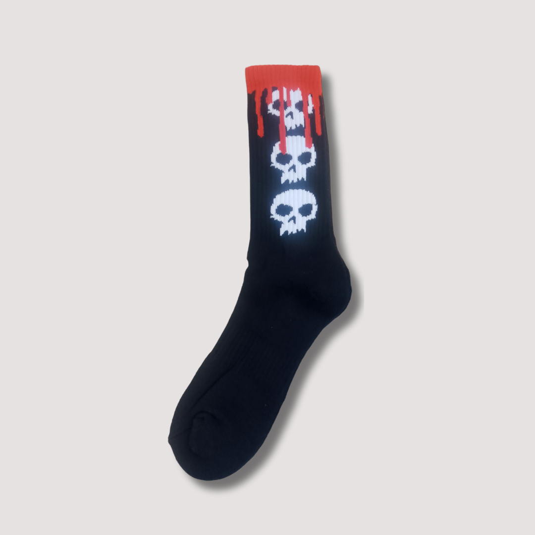 ZERO- 3 Skull Blood Crew Socks image 0