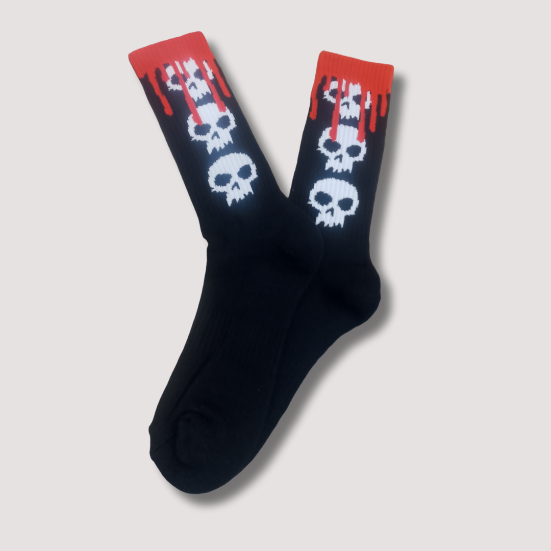 ZERO- 3 Skull Blood Crew Socks image 1