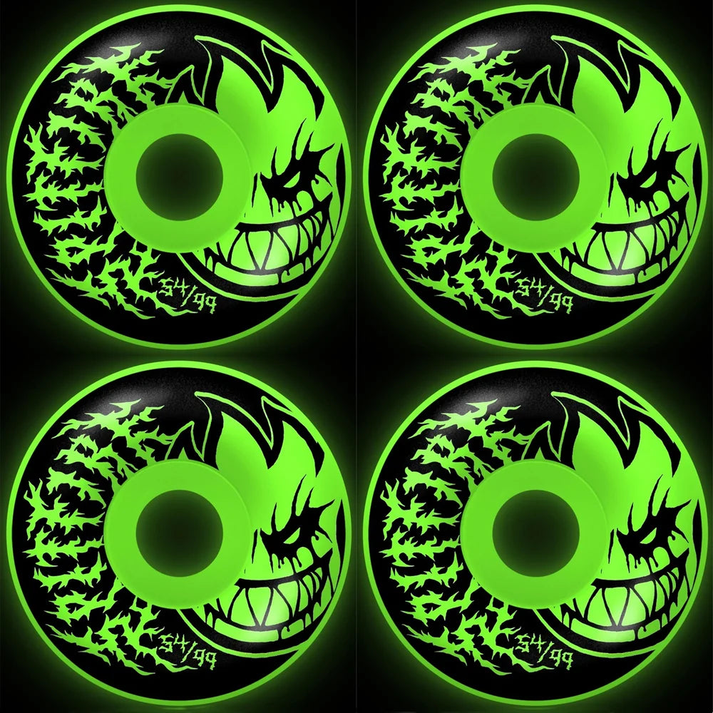 Spitfire Formula Four Deathmask II Bighead Radial Full 99DU Skateboard Wheels Glow 54mm