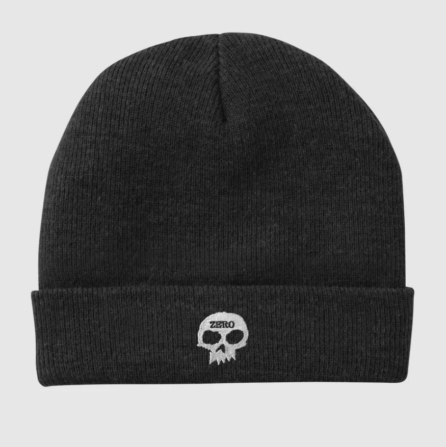 Zero Embroidered Single Skull Beanie Black