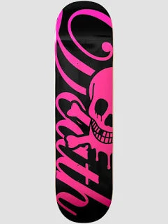 Death Skateboards pink Script graphic on popsicle squared shape