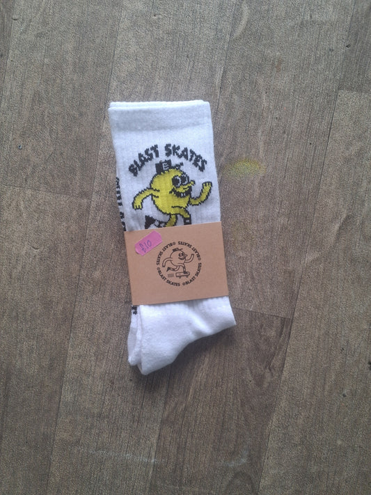 Blast Skateboard Socks White