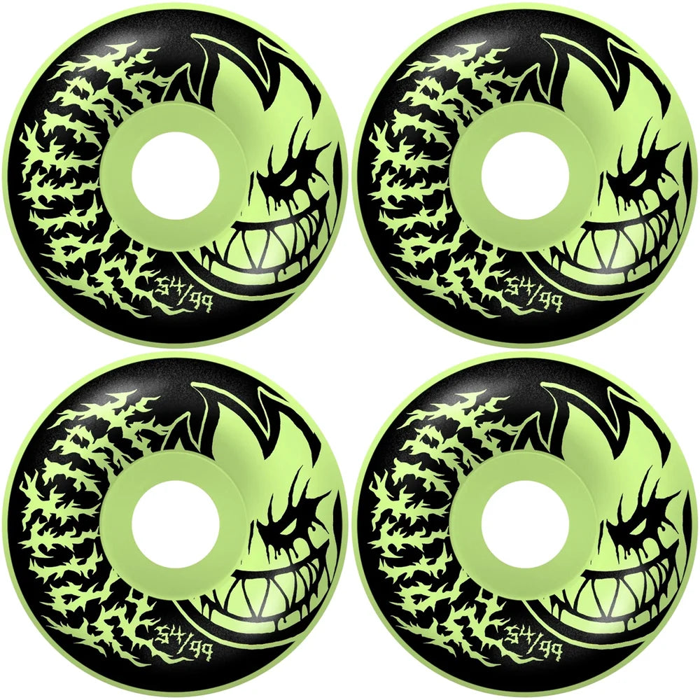Spitfire Formula Four Deathmask II Bighead Radial Full 99DU Skateboard Wheels Glow 54mm