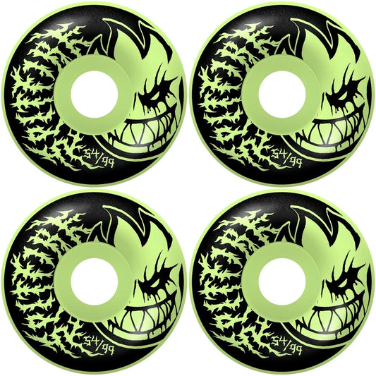 Spitfire Formula Four Deathmask II Bighead Radial Full 99DU Skateboard Wheels Glow 54mm