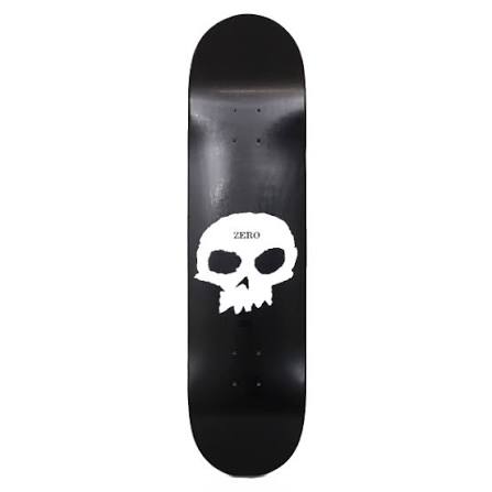 Zero Skateboard Deck Single Skull Black White 7.75"